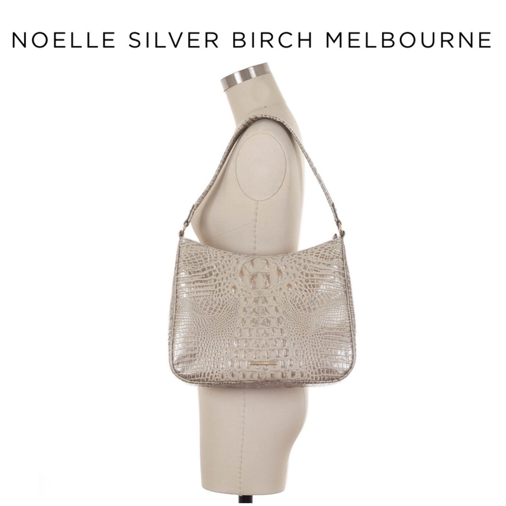RARE Brahmin Leather Silver Birch Noelle Satchel - Picture 8 of 8
